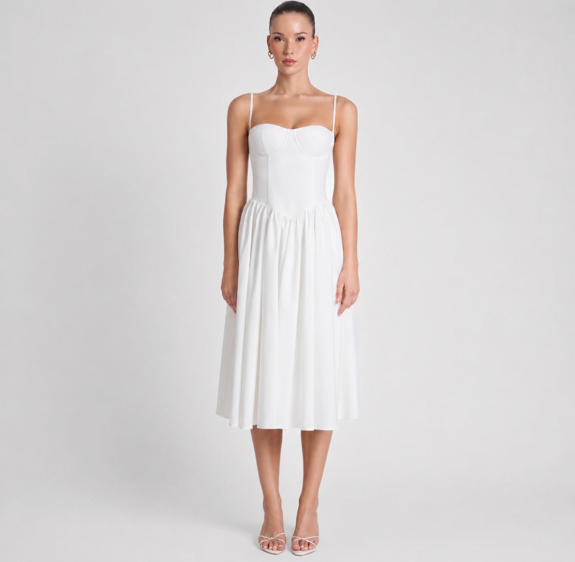 White  Glow Midi Dress