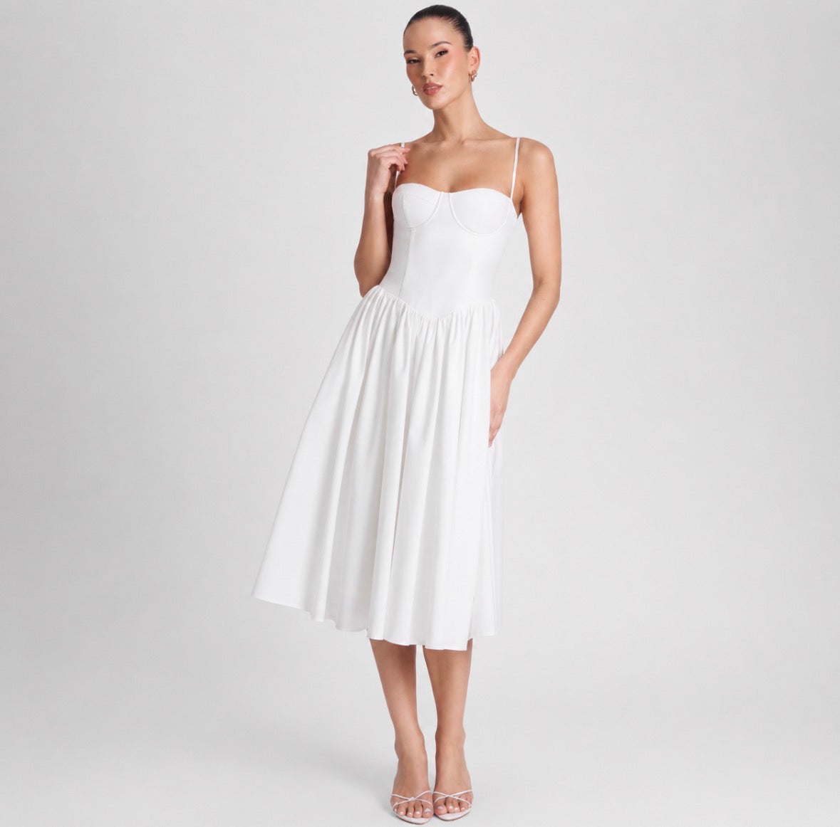 White  Glow Midi Dress