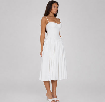 White  Glow Midi Dress